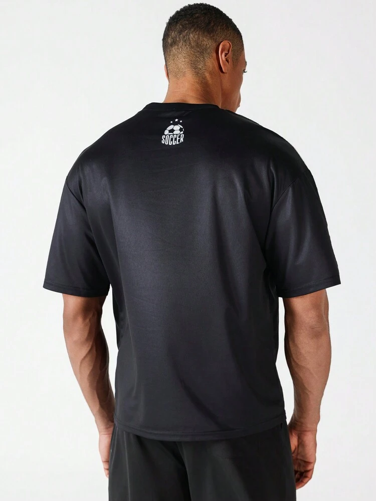 Boyfriend Style Men's Summer Football Letter Printed Short Sleeve Sports T-Shirt Back To School