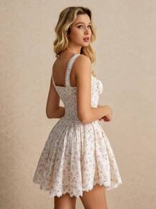 Poéselle Đầm ngắn bồng bềnh xếp ly họa tiết hoa màu hồng nền trắng cho nữ, Đầm bồng bềnh ngắn, Đầm Milkmaid, Đầm dự tiệc thanh lịch hạng nặng, Đầm ngắn chụp ảnh kỳ nghỉ, Đầm đi chơi, Đầm hoa mùa xuân, Đầm tốt nghiệp màu trắng - Nhiều màu - Xem 6