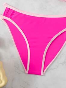 SHEIN Swim Ladies Fashionable Hollow Out Design Bikini Set, Bikini Set Summer Beach - Pink - View 6
