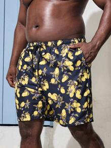 Surfspeed Shorts de playa diarios simples impresos al azar de talla grande para hombres - Multicolor - Ver 3