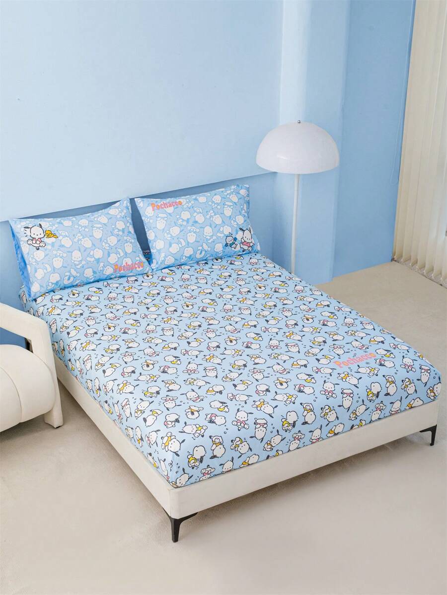 HELLO KITTY AND FRIENDS | SHEIN Tấm trang bị in đầy đủ - Màu xanh nhạt - Xem 1