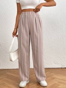 Chiquease 條紋和印花編織休閒直筒褲