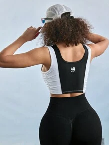 In My Nature Women's Colorblock Pleated Outdoor T-Shirt & Tank Top, Summer - Black and White - View 7