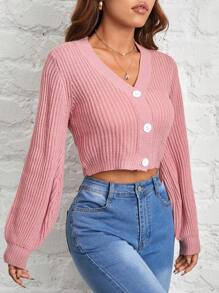 SHEIN PETITE 秋季服飾，粉色袖扣開衫 - 粉色 - 查看 4
