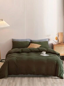 3件套军绿色纯色床上用品套装（羽绒被套和枕套）