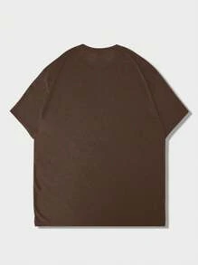 ROMWE MEN Grunge Punk Áo thun nam tay ngắn cổ tròn in hình nhện mùa hè - màu nâu - Xem 3