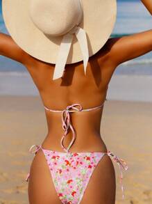 SHEIN Swim 女士时尚印花比基尼套装，随机分离上衣和下装，夏季 - 彩色 - 查看 3