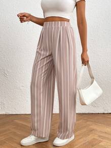 Chiquease 條紋和印花編織休閒直筒褲