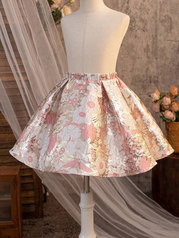 Young Girl Woven Jacquard Casual Casual Skirt