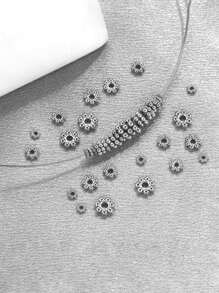 50 pcs/set Kreatif Stainless Steel Bunga Berbentuk DIY Bead Untuk Wanita Untuk DIY Membuat Perhiasan - Perak - View 2