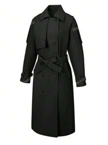Abrigo ligero y largo tipo trinchera para mujer Risissida con cinturón - Chaqueta versátil y de estilo elegante para uso diario en otoño/invierno, prenda exterior de moda casual
