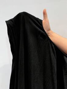 EMERY ROSE Women's Summer Multi-Hem Round Neck Short Sleeve Dress - Black - View 7
