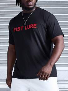 Manfinity Fitness Camiseta Masculina de Manga Curta com Estampa Simples Tamanho Grande
