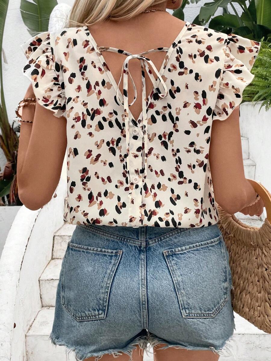 SHEIN Frenchy 女士老派風格花卉印花蕾絲拼接襯衫 - 彩色 - 查看 1