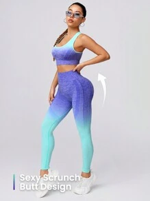 Core Rhythm Seamless Gradient Color Women's Yoga Set For Fitness And Workout Workout Women Setwomen Workout Set Women Leggings Set
