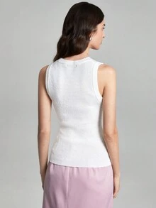 Ontre Solid Vintage Knitted Top - Beige - View 2