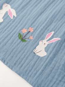 Cozy Pixies 女婴夏季服装，休闲方领上衣，荷叶边饰边和灯笼裤套装 - 淺藍色 - 查看 4