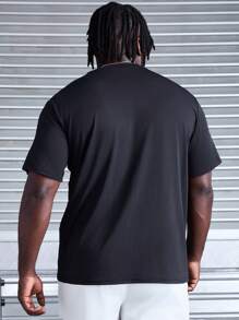 Manfinity Fitness Camiseta Masculina de Manga Curta com Estampa Simples Tamanho Grande