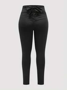 Mulvari Plus Size Women's Simple Solid Color Everyday Leggings Fall Cloth For Women