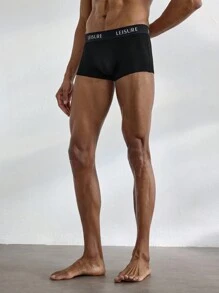 Ocili Leisure Lightweight & Comfy Men's Letter Pattern Woven Waistband Boxer Briefs-Black - Black - View 6