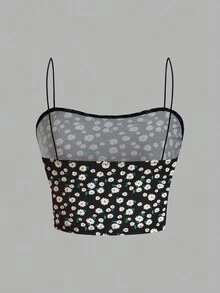 SHEIN EZwear Ensemble de 3 pièces Camisole d'été pour femme, décontracté et tout assorti, couleur unie et motif floral dispersé - Multicolore - Voir 12