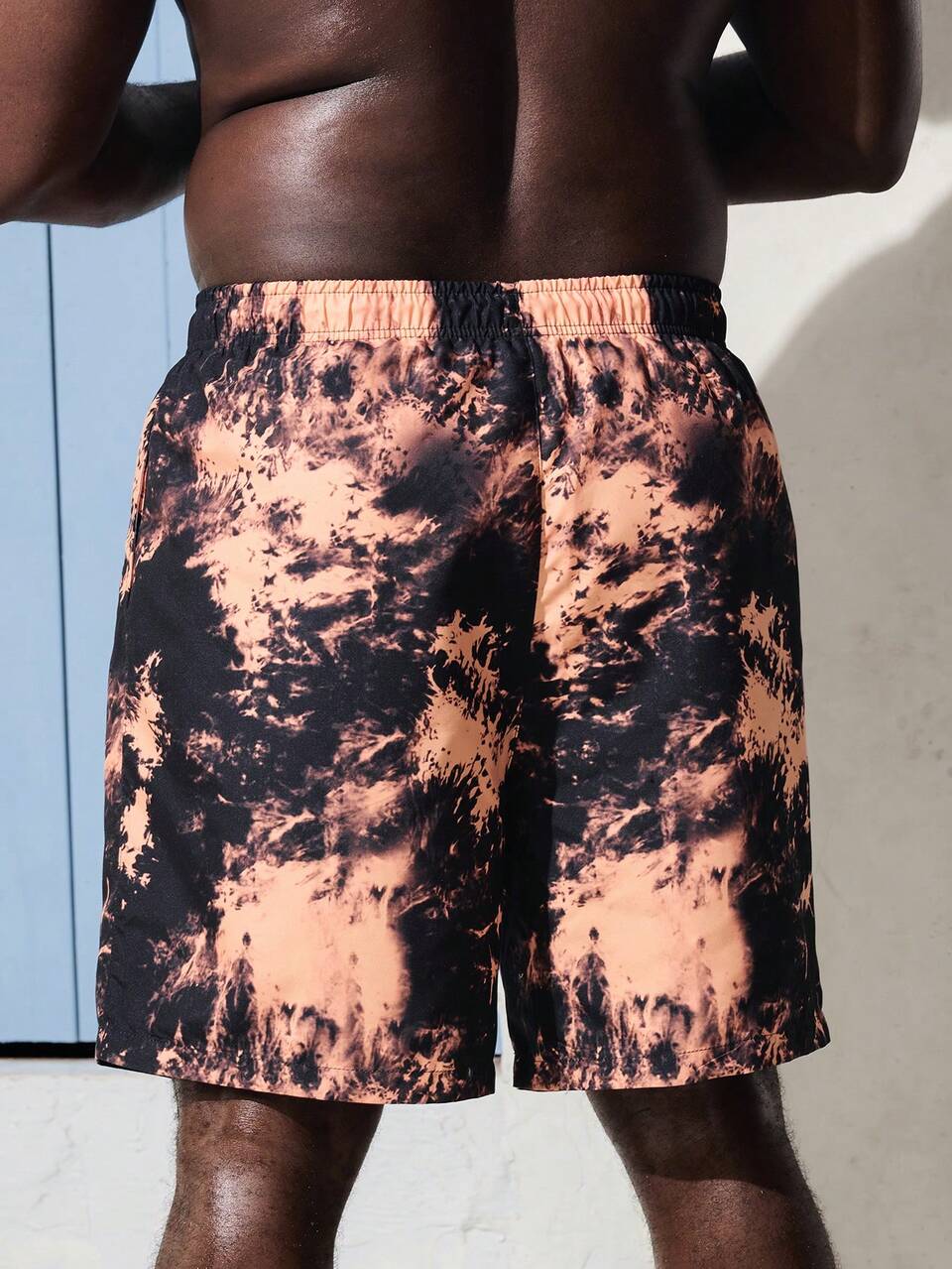 Men's Plus Size Tie-Dye Print Drawstring Waist Pocketed Casual Summer Beach Shorts