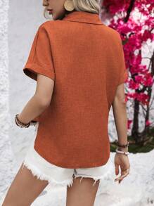 SHEIN LUNE 休閒女士H型領扣釦衫