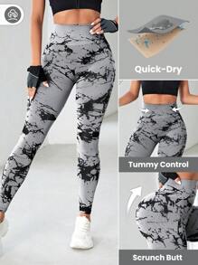 Seamluxe SHEIN Sport Tie Dye Wideband Waist Sports Leggings