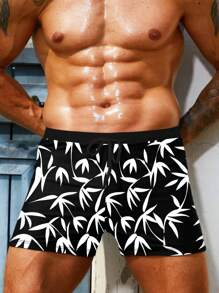Manfinity Shorts de bain pour hommes avec cordon de serrage et jambes carrées imprimés sur toute la surface pour la plage et l'été