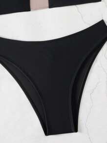 Swim Lushoire Color Block Women's Bikini Top Summer - Black - View 4