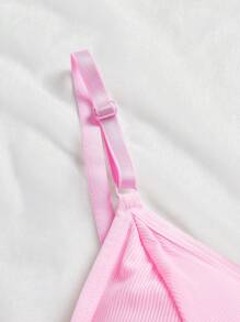 Shein Underwear&Sleepwear Basics Solid Color Bra Set With Alphabet Jacquard Straps (3pcs) Sports