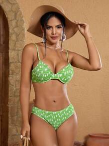 SHEIN Swim Damski komplet bikini z kwiatowym nadrukiem i ramiączkami typu spaghetti Summer Beach