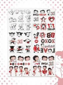 Betty Boop | ROMWE 6 Sheet Cameraman Tattoo Sticker Waterproof Temporary Tattoo For Body Art - Multicolor - View 1