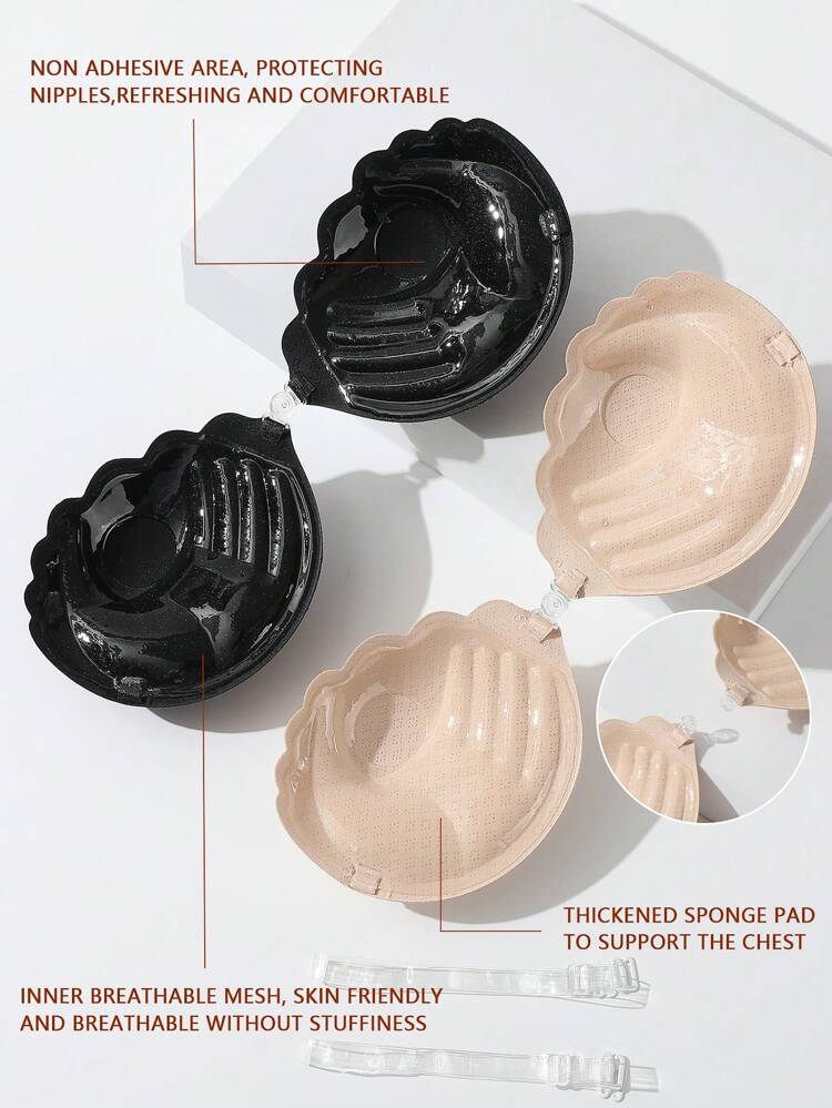 Women's Thickened Push Up Adhesive Bra Pads (2 Pairs) Made Of Elastic Fabric