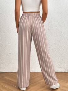 Chiquease 條紋和印花編織休閒直筒褲