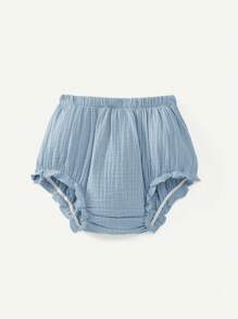 Cozy Pixies 女婴夏季服装，休闲方领上衣，荷叶边饰边和灯笼裤套装 - 淺藍色 - 查看 3