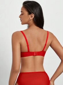 Solid Underwire Bra - Red - View 2