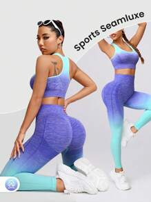 Core Rhythm Seamless Gradient Color Women's Yoga Set For Fitness And Workout Workout Women Setwomen Workout Set Women Leggings Set