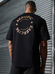 Gym Rark Boyfriend Style Men's Slogan Printed Round Neck Short Sleeve Sports T-Shirt Back To School - Multicolor - View 2