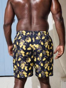Surfspeed Shorts de playa diarios simples impresos al azar de talla grande para hombres - Multicolor - Ver 2