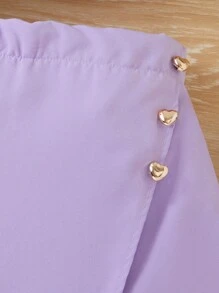 Tween Girl Sweet & Cute Ruffle Hem Summer Top And Shorts Two-Piece Set - Purple - View 4