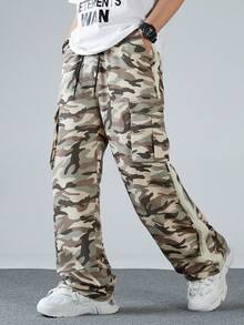 Manfinity EMRG Men's Cargo Camouflage Drawstring Pants With Pockets - Multicolor - View 3