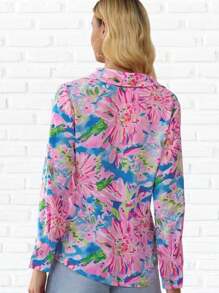 INAWLY 女士扎染印花长袖衬衫、长袖上衣 - 粉色 - 查看 2