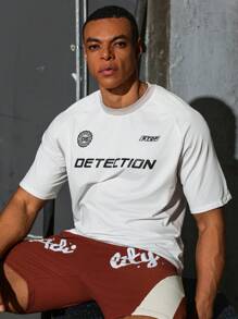 Manfinity Sport Corelite 男友风男士简约印花短袖街头运动 T 恤 - 彩色 - 查看 3