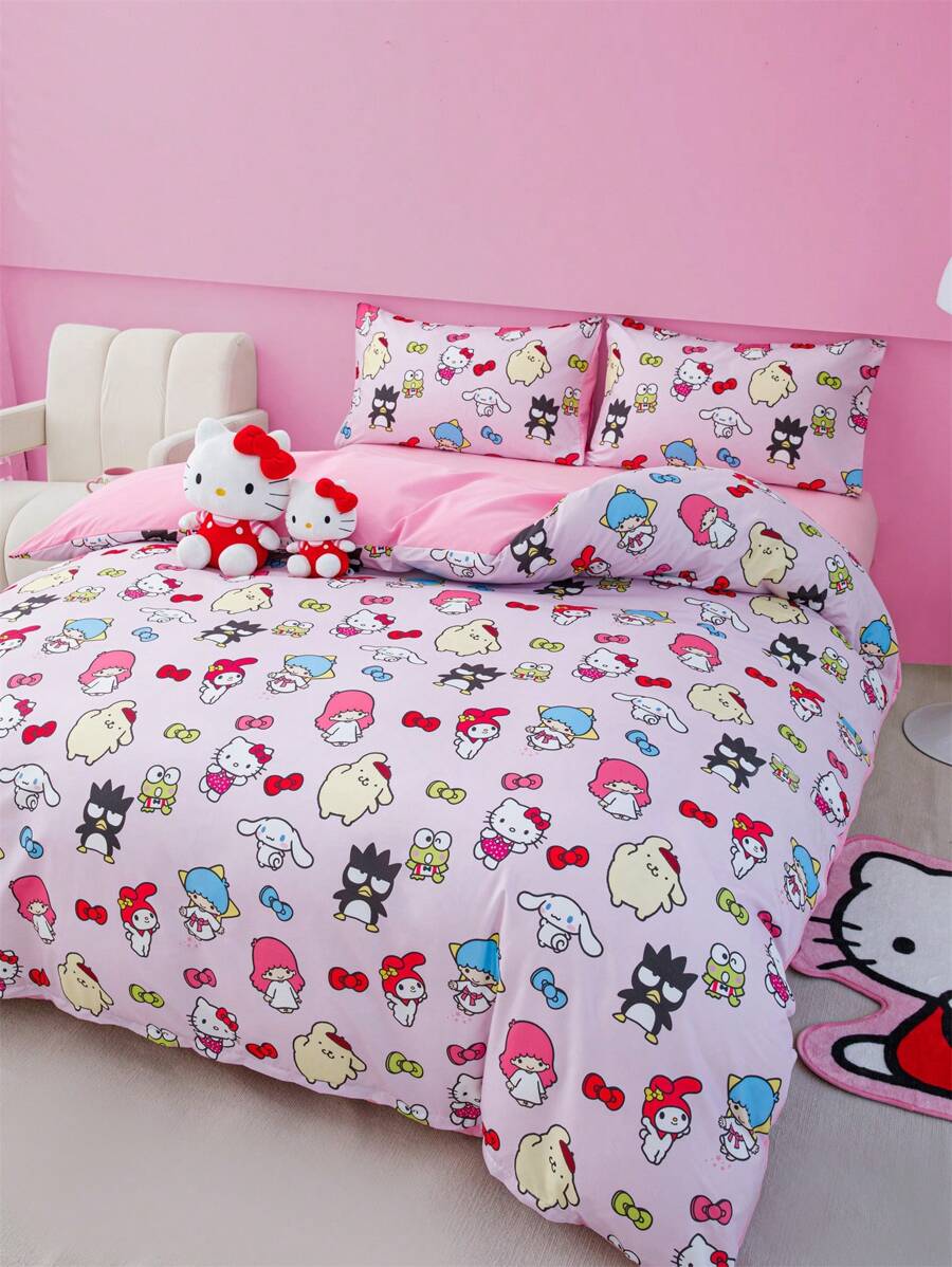 HELLO KITTY AND FRIENDS | SHEIN Full Printed Duvet Cover Set - Multicolor - View 1