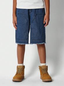 SUMWON Tween Girls Raw Hem Denim Carpenter Short - Blue - View 2