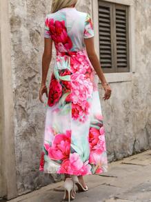 SHEIN Clasi Pink Romantic High Waist Long Dress For Women, Perfect For All Occasions - Multicolor - View 2