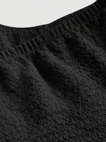 SHEIN MOD Green Summer Holiday Pleated Texture Halter Top With Bow Tie - Black - View 4