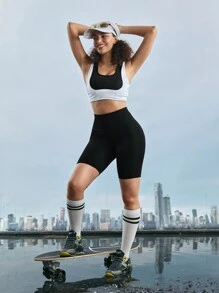 In My Nature Women's Colorblock Pleated Outdoor T-Shirt & Tank Top, Summer - Black and White - View 4