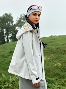 In My Nature 女士戶外露營徒步旅行都市通勤風防和防水連帽雨衣外套 - 淺灰色 - 查看 3